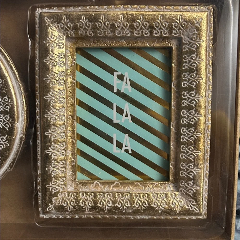 Set of 3 Gold Holiday Picture Frames – 3x3, 2x3, 3x3 – New in Box